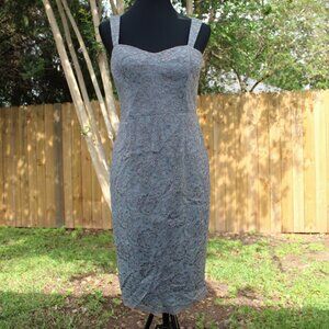 Adrianna Papell Mint Green and Gray Lace Midi Dress